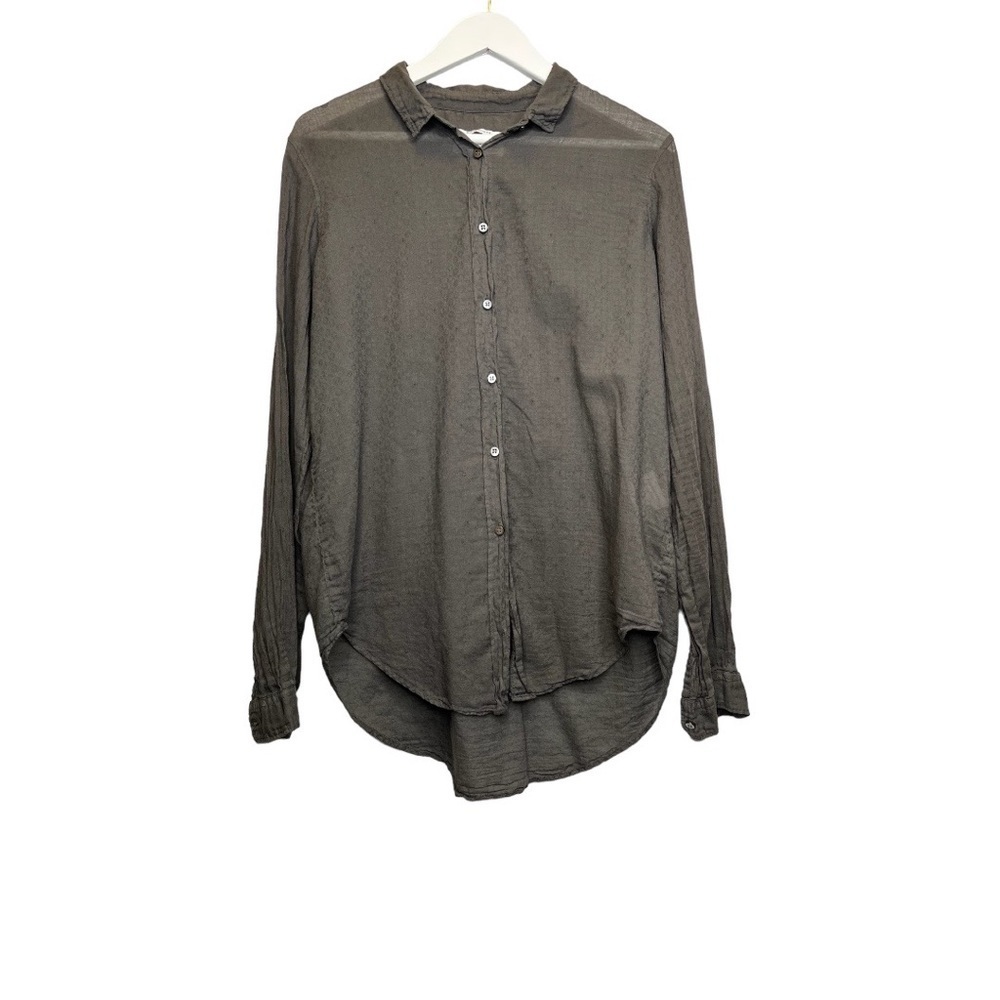 Pomandere | Gray 100% Cotton Button Down Long Sleeve Shirt Sz L